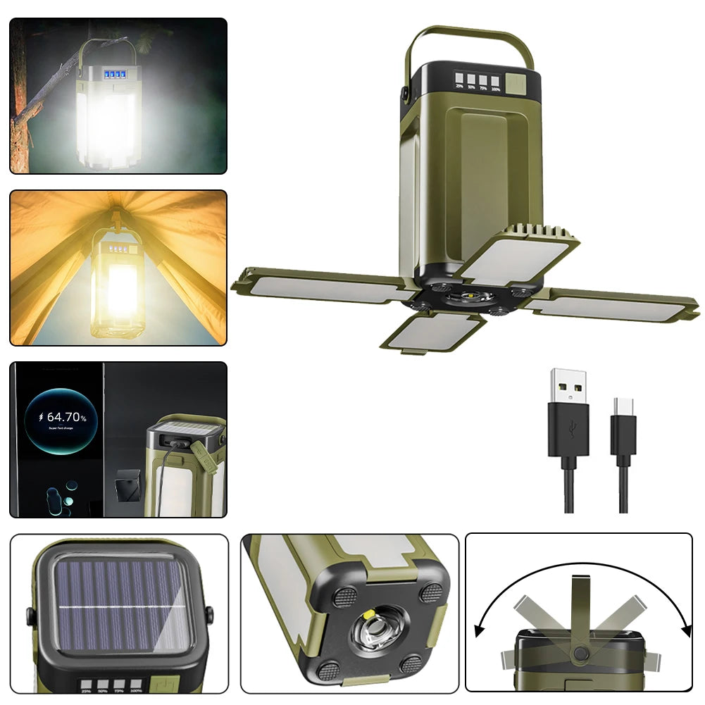 Power bank lampada da campeggio pieghevole
